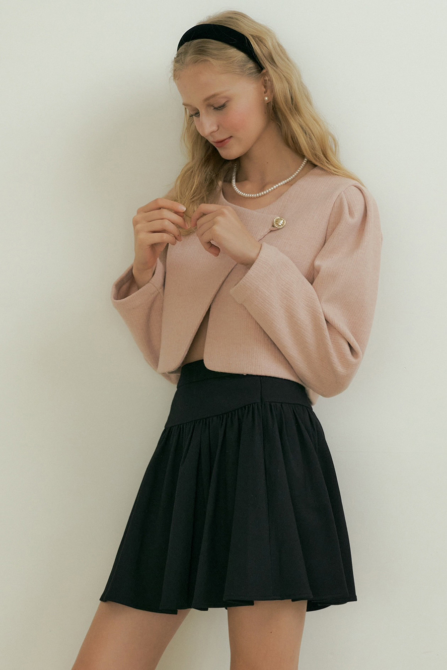 ONE BUTTON LINE CARDIGAN - PINK